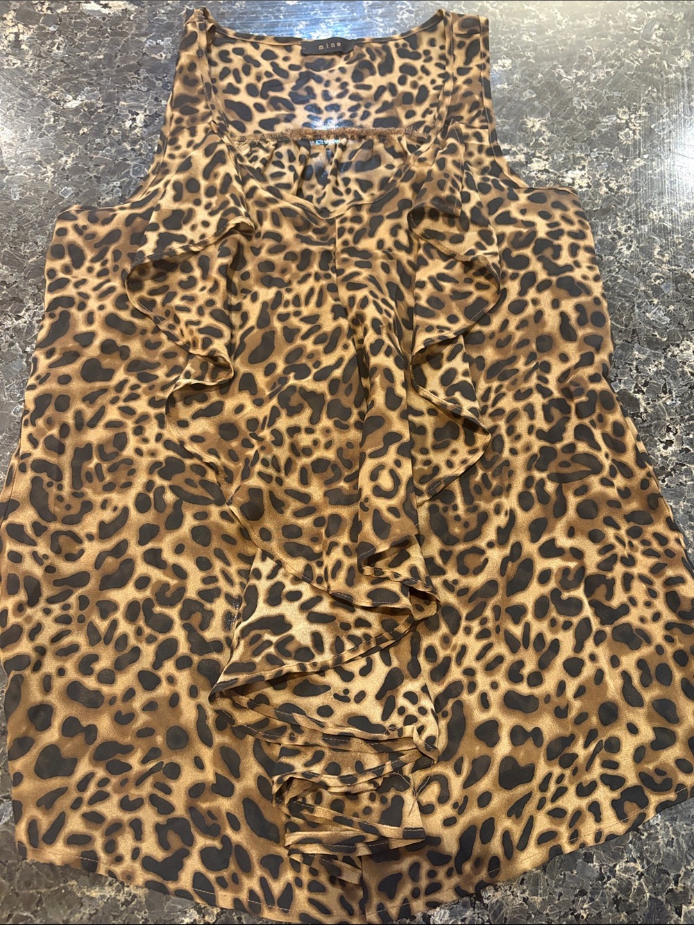 mine Leopard-Print Ruffle Camisole in Brown and Black